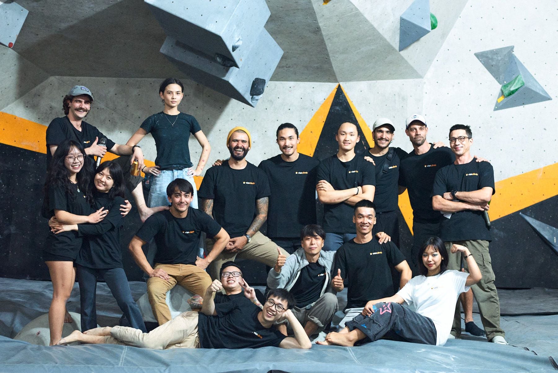 The VietClimb crew in the bouldering gym in Hanoi