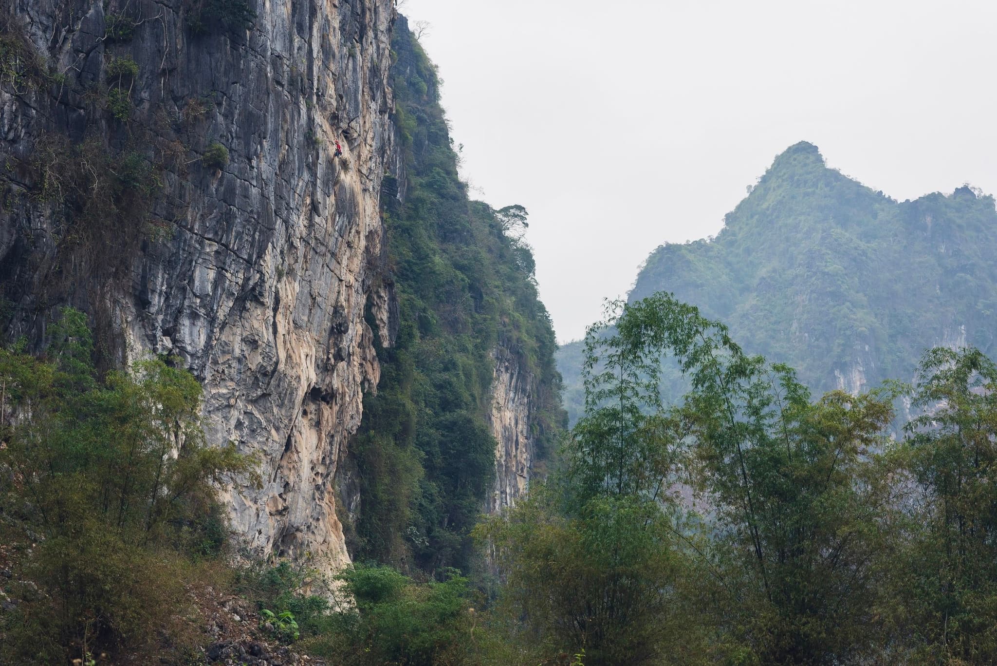 view of passe-muraille crag, one of the best crag in Vietnam in terms of rock quality and rock features. Bolted by VietClimb in 2018 and 2019